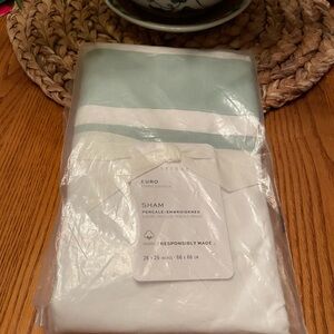 Pottery Barn NWT Parker Organic percal/ embroidered EURO Sham